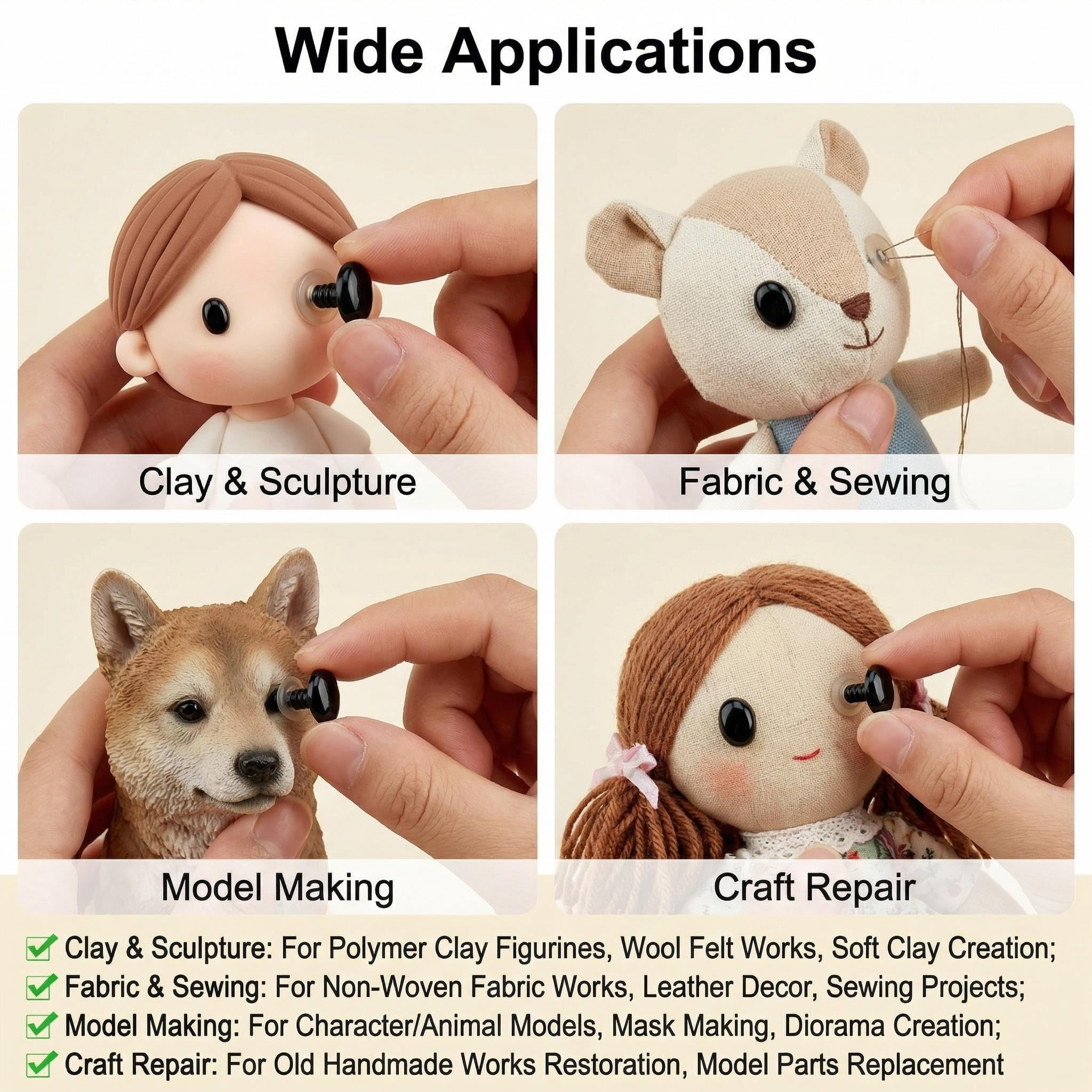Amazon.com: 50PCS 12x17 mm Oval Plastic Doll Eyes Safety Eyes and